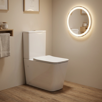 WC Moderno Quadrato in Ceramica a Due Pezzi con Doppio Scarico, Montaggio a Pavimento per Bagno/Toilette, Hotel, Villa, Scuola, Ospedale