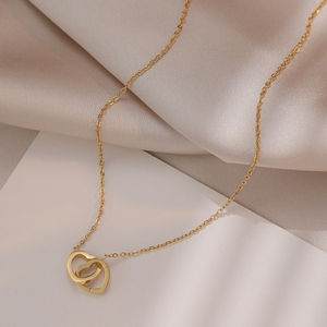 Collana a catena in oro in acciaio inossidabile collana a doppio <span class=keywords><strong>cuore</strong></span> collana per la festa <span class=keywords><strong>della</strong></span> <span class=keywords><strong>mamma</strong></span> collana con ciondolo a <span class=keywords><strong>cuore</strong></span> per donna - Product Image 5
