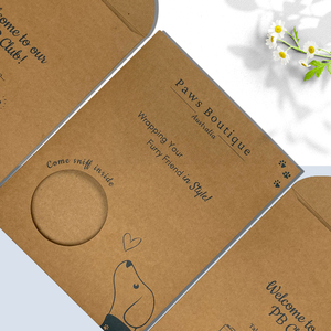 Caja de cartón plegable biodegradable de papel kraft reciclable con ventana troquelada para pañuelos de seda y bandanas - Product Image 6