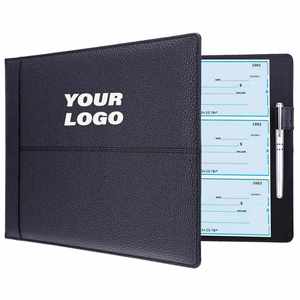 7 Ring Business Book <b>Binder</b>, 600 Check Capacity With Clear Vinyl Pouch Bill Keeper Custom Promotional Gifts - Product Image 1