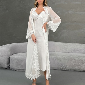 SMOOTH Factory Custom Service Sexy Sheer Lounge Wear Backless Ice Silk Open Front Robe - Product Image 2