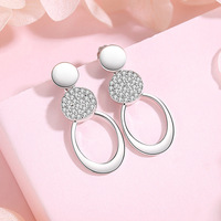E120 Boucles d'oreilles en argent sterling 925 pour femmes avec cercle et forme de losange, design simple et élégant