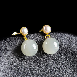 Boucles d'oreilles en jade néphrite naturel rondes, incrustation argent S925, bijoux pour femmes, style simple et tendance, certificat d'évaluation D864 - Product Image 3
