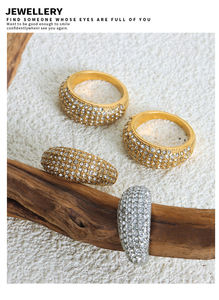 Bijoux fantaisie de haute qualité, classiques, créatifs, géométriques, sertis de zircon, plaqués or 18 carats, en acier inoxydable, anneaux ajustables - Product Image 6