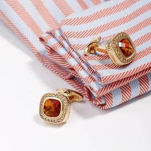 Boutons de manchette élégants à la française pour hommes Boutons de manchette ronds en zircon Boutons de manchette décontractés pour chemise de travail pour hommes - Product Image 3