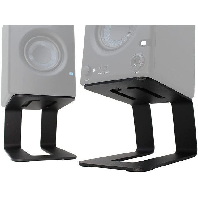 MG Metal Elevated Desktop Speaker Stands for Small Speakers Compact Studio Monitors 6 Inch Tall Supports 8.8 Lbs Fits 10"-27"