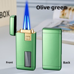 Encendedor de doble chorro directo alimentado por energía <span class=keywords><strong>solar</strong></span> a prueba de viento recargable dos en uno encendedor de cigarrillos de metal obsequios de diseño clásico de moda - Product Image 6