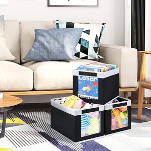 Clear Window Foldable Non Woven Fabric Modern Closet & Garage Organizer Bins with Functional Design for Clothing Storage - Product Image 5