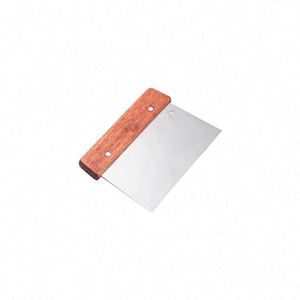 Bread Scrape Bakers Tool Slashing Tool Wooden Handle Metal Dough Scraper Pizza Dough Cutter Chopper - Product Image 1