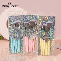 RubyFace – lot de 10 pinceaux cosmétiques portables avec Logo personnalisé, Kit de pinceaux de maquillage professionnels en laine de Nylon pour dames