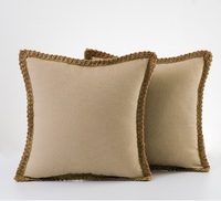 Housse de coussin en coton, lin et chanvre de couleur unie, moderne et décorative, pour canapé, lit, salon, décoration intérieure