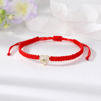Pulsera de Oro Esmaltado con Ojo Turco y Cuerda Roja de la Suerte, Hecha a Mano, Joyería de Regalo al por Mayor