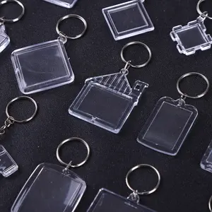 Großhandel Acryl Schlüssel ringe Geschenke verschiedene Formen Foto rahmen Schlüssel bund Bild Einfügen Kunststoff Schlüssel anhänger Mini Fotoalbum Schlüssel bund