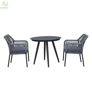 Muebles de exterior, cuerda de aluminio, patio tejido, cafetería, mesa y sillas, juego de mesa de comedor, 2 sillas para restaurante y bares - Product Image 2