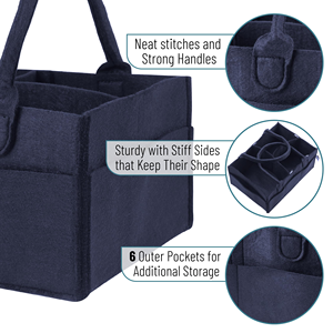 Organisateur de couches pour bébé en feutre, sac à lingettes portable avec compartiments interchangeables pour les voyages en voiture - Product Image 3