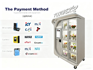 เครื่องหยอดเหรียญแบบคอมโบช่อดอกไม้สดบริการตนเองตลอด24ชั่วโมงบัตรเครดิต QR โค้ดความจุปรับแต่งได้คอมเพรสเซอร์ระบายความร้อน - Product Image 3