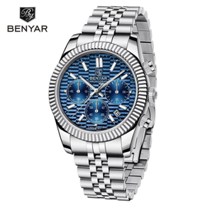Reloj de Pulsera de Cuarzo BENYAR Nuevo, Deportivo, de Moda, para Hombre, con Calendario de Seis Agujas, Luminoso, de Acero, BY-S001 - Product Image 3
