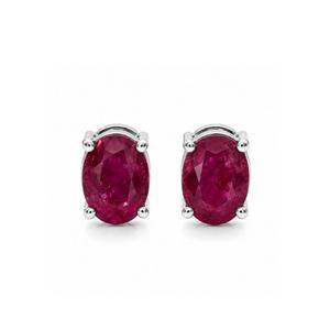 Pendientes de Plata de Ley 925 con Rubí Ovalado, Chapados en Rodio, Venta al Por Mayor - Product Image 3