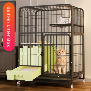 <span class=keywords><strong>Cage</strong></span> anti-éclaboussures pour chat avec bac à litière intégré, villa mobile multi-niveaux pour chat, pour utilisation en intérieur - Product Image 1