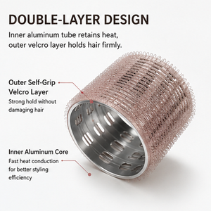 Bigoudis auto-agrippants en aluminium OEM personnalisés, bigoudis à <span class=keywords><strong>velcro</strong></span> double couche pour un coiffage professionnel en salon et un volume accru - Product Image 2