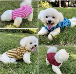 Hunde hemden Gestreifte T-Shirts aus Baumwolle, atmungsaktive Grund weste für Welpen und Katzen, super weiches, dehnbares Hunde-T-Shirt-Tanktop - Product Image 2