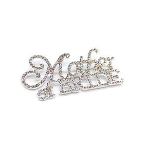 座右铭新郎/新娘定制水钻水晶字母胸针婚礼别针 - Product Image 2