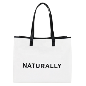 2026 New Popular Color Contrast Striped Handheld <b>Canvas</b> Leather Tote <b>Bag</b> with <b>Large</b> Capacity Single Shoulder shopping <b>Bag</b> - Product Image 1