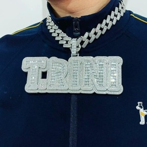 Pendentifs Lettres Diamantés Iced Out en Argent Sterling Plaqué, Certifiés IGI, Cadeau Parfait, Sur Mesure, Qualité VVS1, Style Hip Hop pour Unisexe - Product Image 4