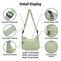 Sac bandoulière sophistiqué en nylon vert clair de luxe, anti-vol, de haute qualité, personnalisable par un fabricant artisanal