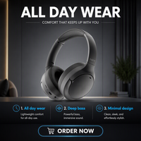 HAVIT H672BT ANC Auriculares Inalámbricos con Cancelación Activa de Ruido Híbrida de Alta Calidad, Auriculares Over-ear con Graves Profundos