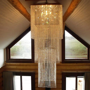 Lampadario moderno personalizzato con nappine di cristallo Villa Loft soffitto alto lustro lampada di cristallo - Product Image 3