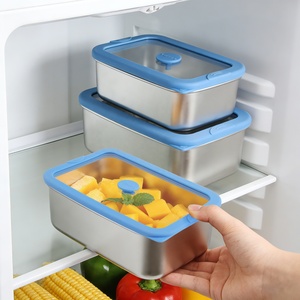 Rectangle Stackable Leak Proof With Glass Lid Bpa Free Single <b>Compartment</b> Stainless Steel Food Storage Container - Product Image 1