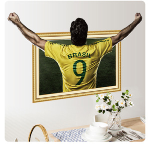 Cornice Fotografica 3D Numero Nove, Adesivo Murale con Giocatore di Calcio, Carta da Parati Creativa per Camera da Letto dei Ragazzi, Decorazione per Soggiorno dei Bambini - Product Image 1