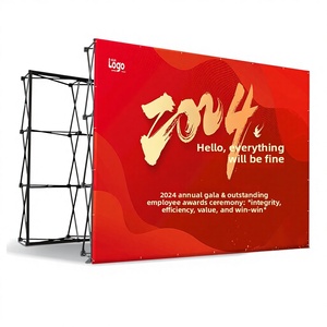 Expositor Plegable con Marco de Hierro Estilo Red, Color Rojo, para Exteriores, Eventos, Fondo Portátil para Publicidad, Impresión por Inyección de Tinta - Product Image 1