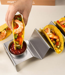 Grosir Stainless Steel Taco pemegang Taco rak berdiri piring dengan cangkir - Product Image 3