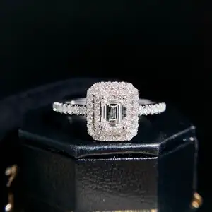 2021 Delicate Design Emerald Cut Diamond Engagement Ring in 18K Gold With Gia Certificate