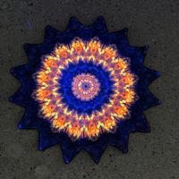Écharpe de danse mystérieuse à 16 pointes, motif géométrique réactif aux UV, style fête, pour la danse du ventre et la danse étoile.