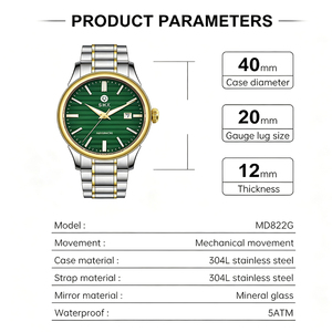 Montres automatiques à remontage automatique, mécaniques, classiques, avec diamants, de luxe, pour homme, en acier inoxydable, étanches, avec calendrier - Product Image 3