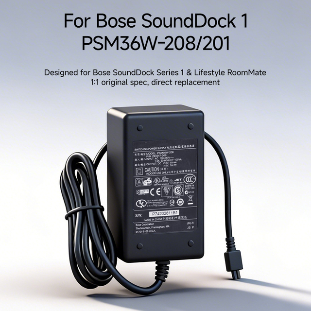 100-240V AC Power Adapter for Bose SoundDock 1 Series 1 PSM36W-208 PSM36W-201 293247-006 Replacement 18V/1A Adapter