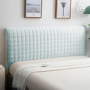 Housse de tête de lit élastique simple matelassée anti-poussière en velours cristal et soie glacée, protection intégrale de style minimaliste pour chevet - Product Image 2