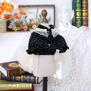 <span class=keywords><strong>Vestido</strong></span> Formal Negro para Perro con Encaje y Collar <span class=keywords><strong>de</strong></span> Perlas, Elegante <span class=keywords><strong>Vestido</strong></span> <span class=keywords><strong>de</strong></span> Tul con Cuello Alto y Detalle <span class=keywords><strong>de</strong></span> Joyería en la Espalda, Cierre a Presión para Bodas - Product Image 4