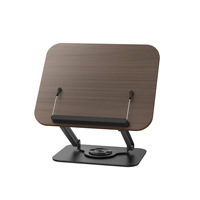 Support d'ordinateur portable pliable ergonomique, support de lecture rotatif à 360 degrés, support de livre réglable en bois de noyer pour enfants