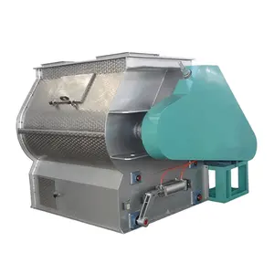 Easy to operate stainless steel mixer for animal feed pellet meat double shaft paddle mixer