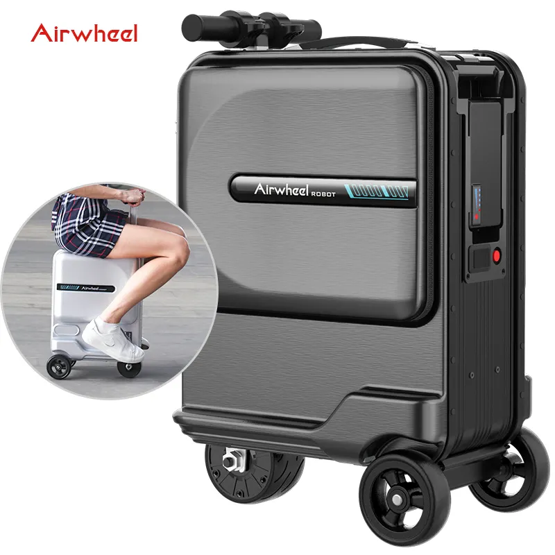 Scooter luggage Airwheel SE3miniT decent bag smart business suitcase aluminum carry on silver riding luggage bags cases travel