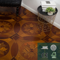 Parquet contrecollé multicouche à motifs personnalisés avec médaillon en bois incrusté – Revêtement de sol de luxe pour villas et maisons