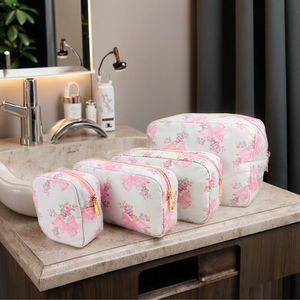 2025 New Trend Bow for Pink Blue Design Nylon Makeup <strong>Bag</strong> for Toiletry Organizer Multiple Sizes Travel <strong>Cosmetic</strong> <strong>Bag</strong> for Women - Product Image 2