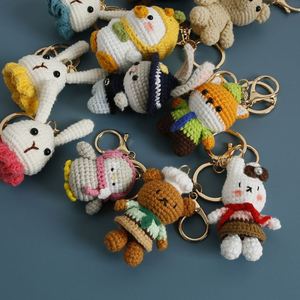 Cute Animal Series Crochet Keychain Handmade Crochet Bear Rabbit Fox Doll Keychain Small Keyring for Bag Pendant Gift - Product Image 2