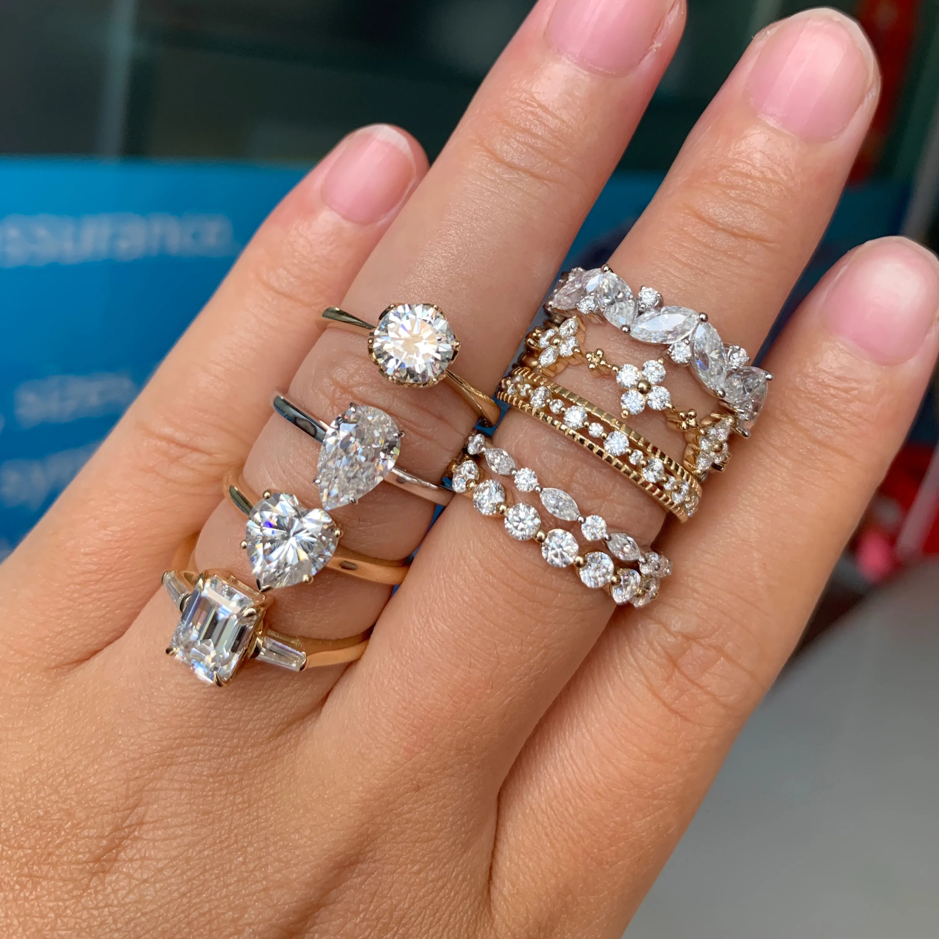 Perhiasan Mewah Anillo Bagaue 585 750 Asli Padat Kuning Emas Cincin Pernikahan Solitaire Moissanite Cincin Pertunangan Set untuk Wanita