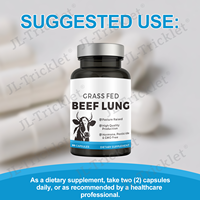 Suplemen Sapi Beku Kering Julong OEM, Kapsul Paru-Paru Sapi yang Diberi Makan Rumput untuk Dukungan Pernapasan, Heme Iron, Vitamin B12