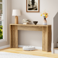 Table console de style naturel de 53 pouces, construction entièrement en bois, plateau épais et solide, table étroite pour l'entrée, le salon ou le couloir